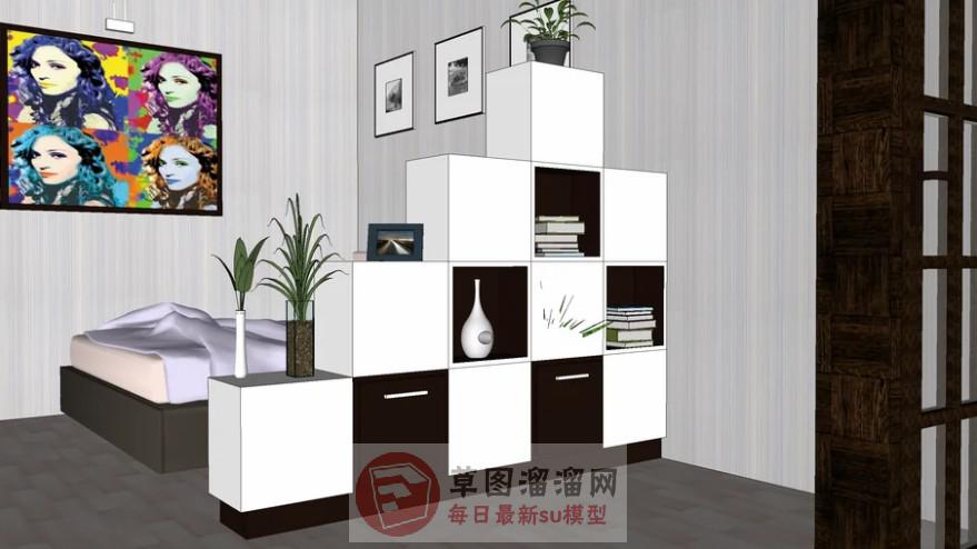 卧室房间梯柜SU模型