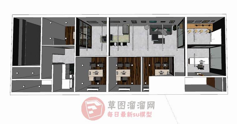 办公室空间SU模型