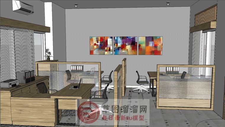 自媒体办公室空间SU模型
