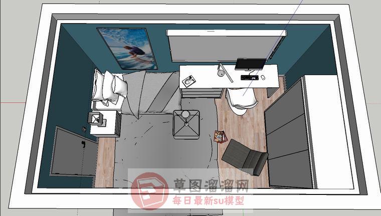 卧室房间电脑房SU模型