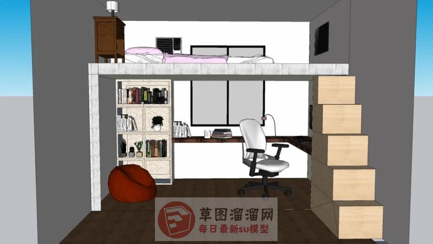 阁楼卧室SU模型