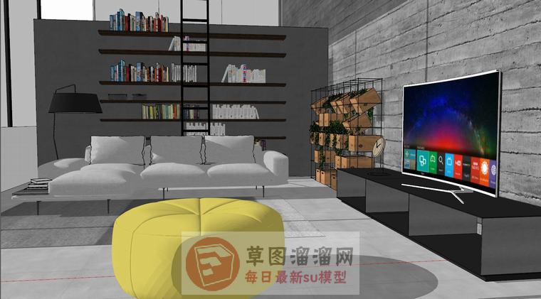 工业风格客厅SU模型