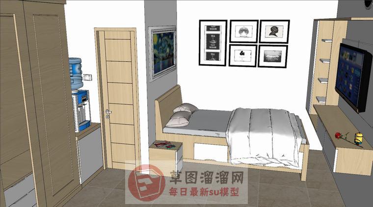 单人卧室房间SU模型
