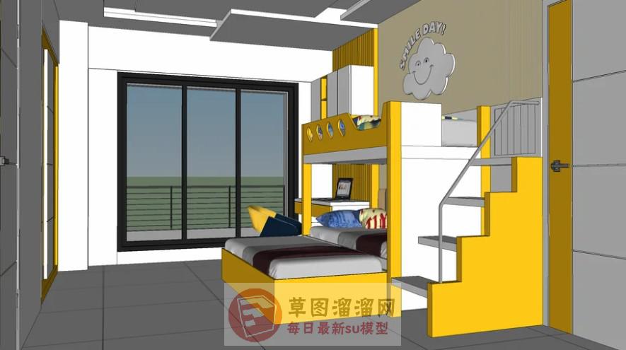 儿童房卧室儿童床SU模型