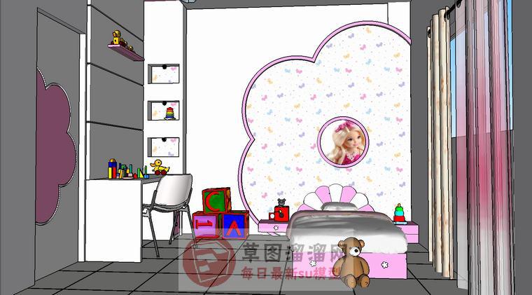 女儿房儿童房房间SU模型