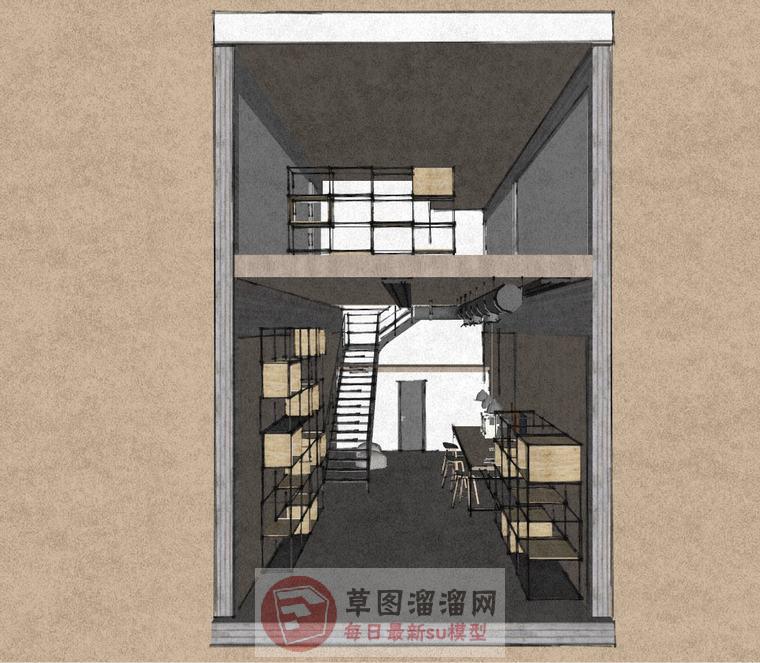 工作室办公室阁楼SU模型