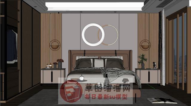 现代卧室房间SU模型