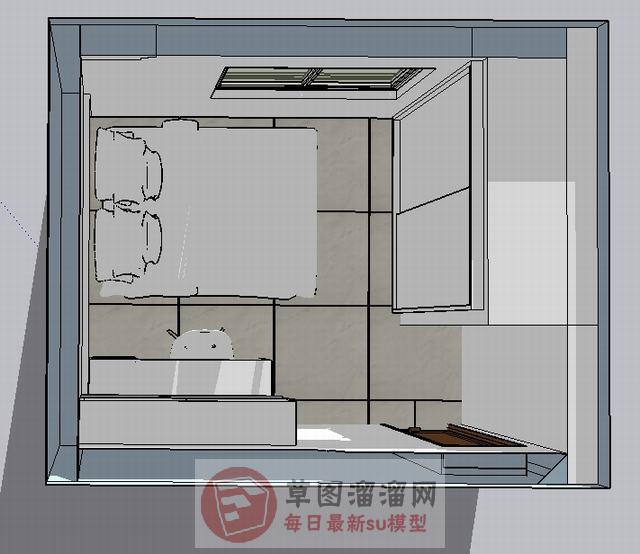 榻榻米卧室房间SU模型