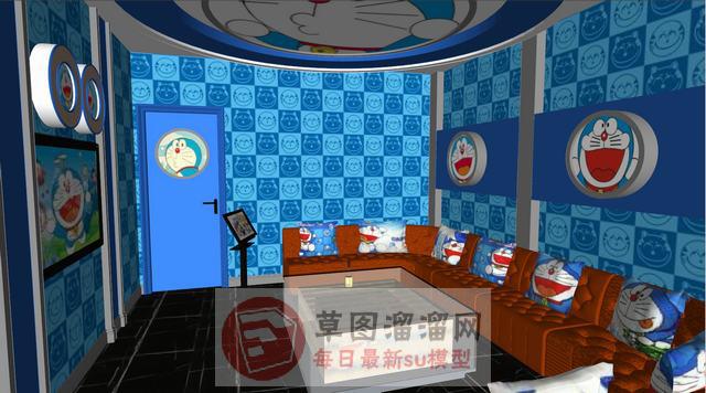 哆啦A梦KTV包厢SU模型