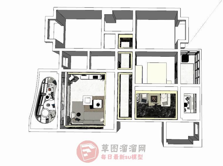 客厅餐厅样板间SU模型