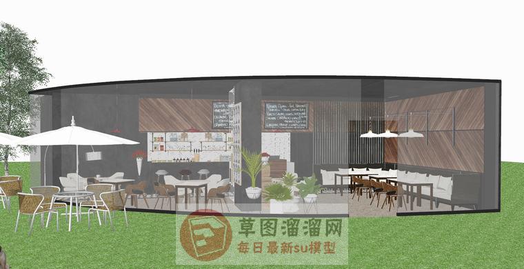 欧式风格咖啡店SU模型