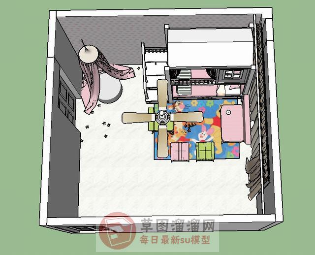 儿童房房间卧室SU模型