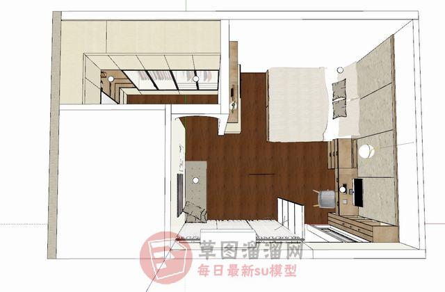 韩国卧室房间SU模型