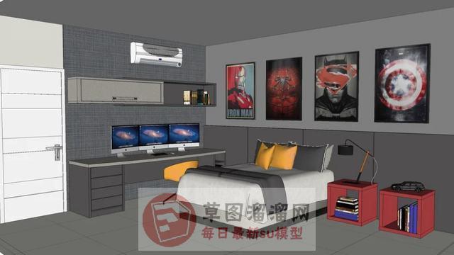 少年卧室房间SU模型