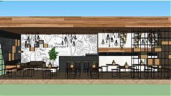 工业风餐厅咖啡厅SU模型