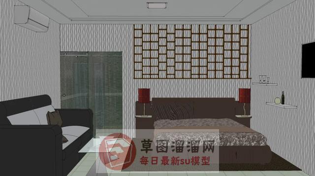 酒店卧室房间SU模型