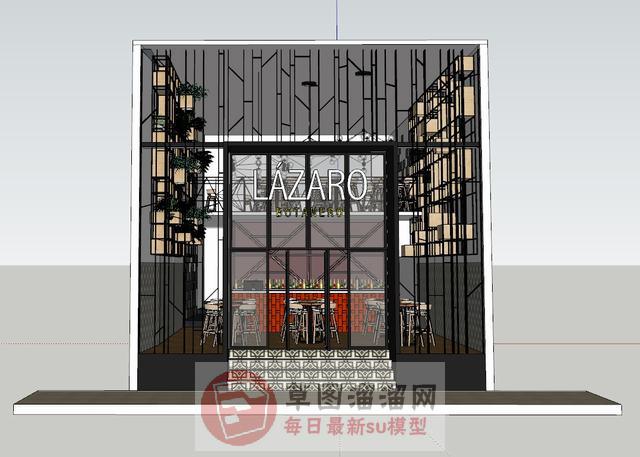 饮品店餐饮店奶茶店SU模型