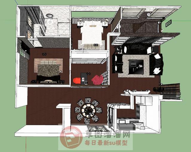 北欧家装户型SU模型