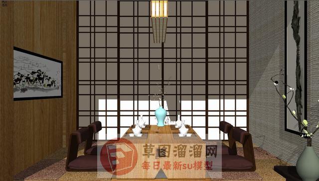 日式榻榻米茶室SU模型