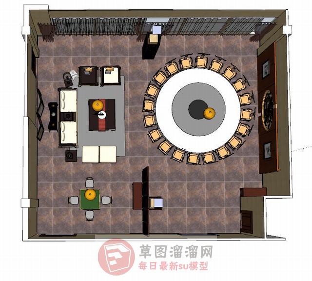 中式宴会厅包厢SU模型