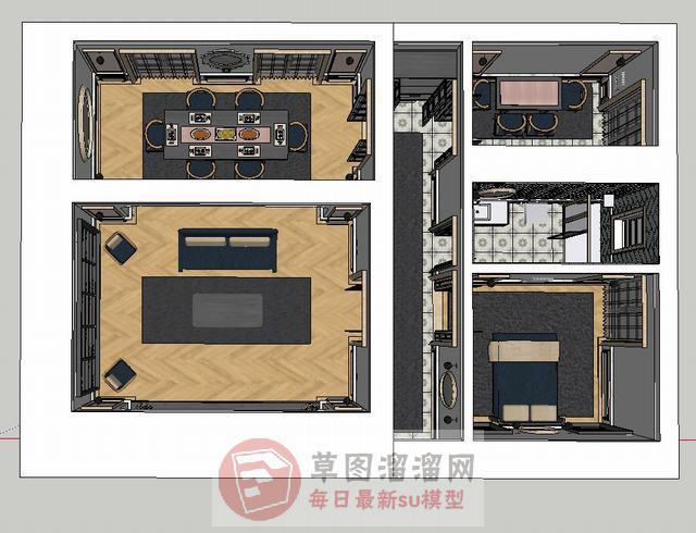 户型欧式家装SU模型