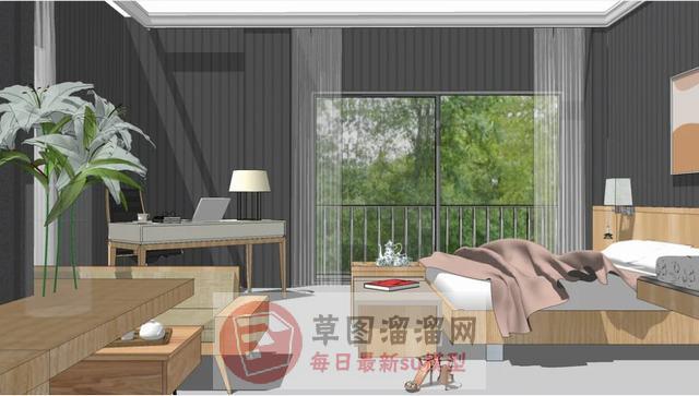 豪华酒店标准间SU模型