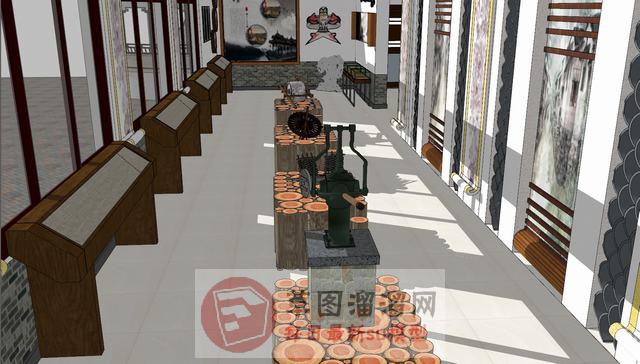中式乡村纪念馆SU模型