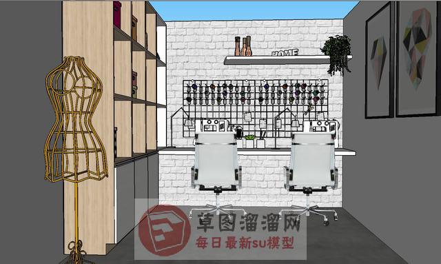 针线店商店工作室SU模型