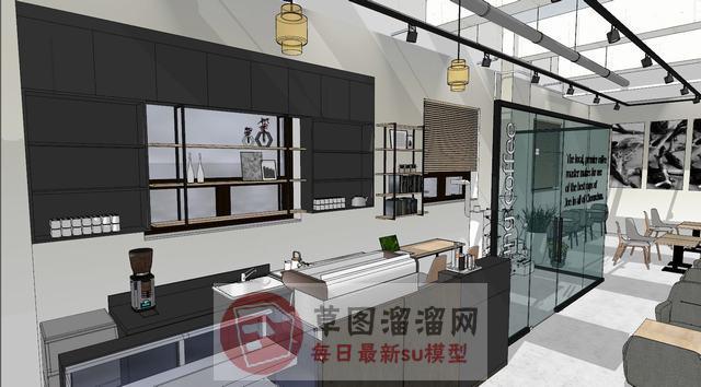 韩式咖啡厅咖啡馆SU模型