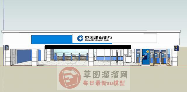 银行建筑内部SU模型