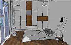 卧室房间床铺SU模型 免费sketchup模型下载