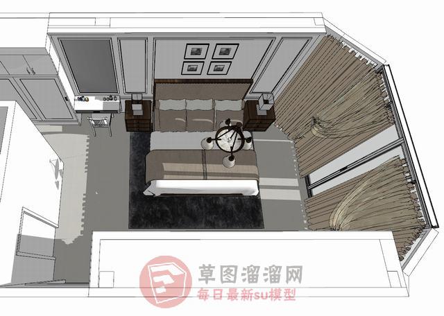 北欧卧室房间SU模型