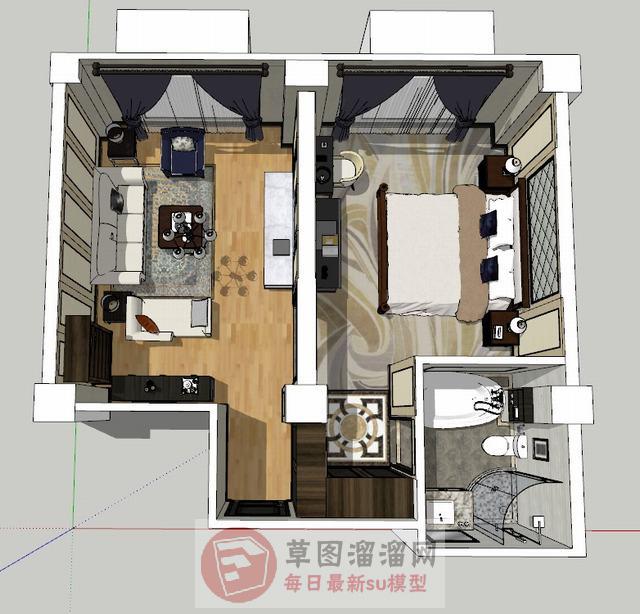 欧式风格公寓酒店SU模型