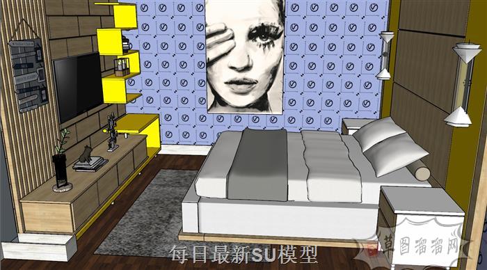 卧室房间电视柜SU模型