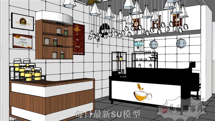 茶叶店奶茶店SU模型