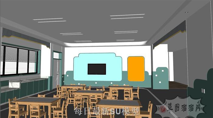幼儿园教室午托班SU模型