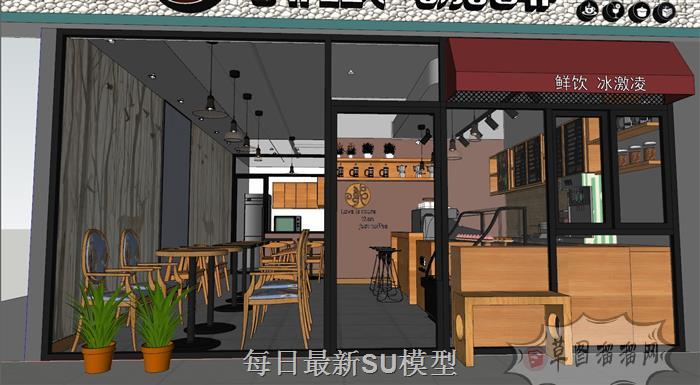 咖啡店餐饮店饮品店SU模型
