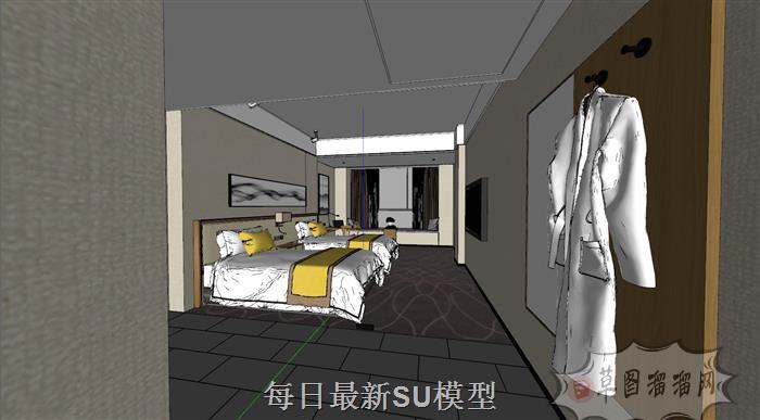 标准双人间酒店SU模型
