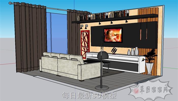 客厅沙发电视柜SU模型