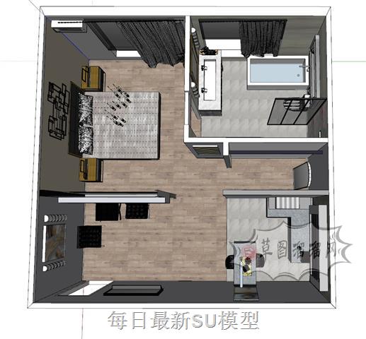 单身公寓室内SU模型