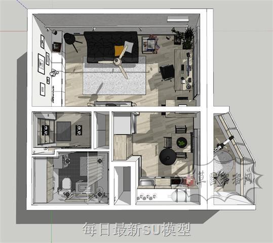 公寓室内小户型SU模型