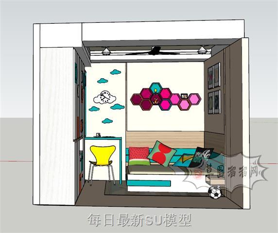 儿童房房间卧室SU模型