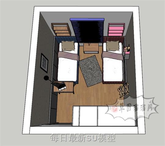 儿童房卧室房间SU模型