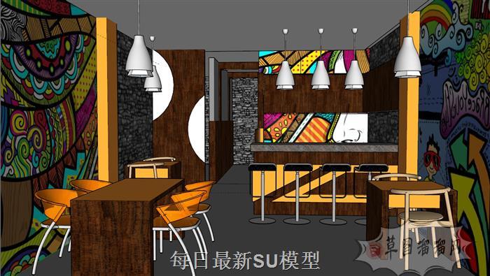 咖啡馆咖啡店饮品店SU模型