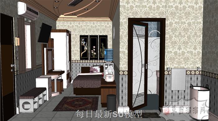 单人间宾馆酒店SU模型