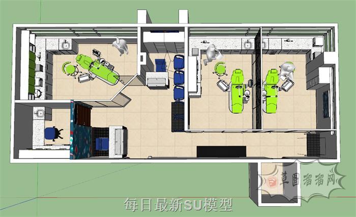 牙科诊室诊所SU模型