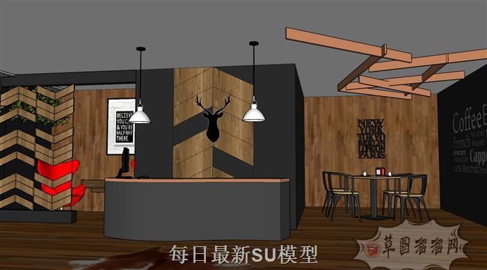 咖啡馆咖啡店饮品店SU模型