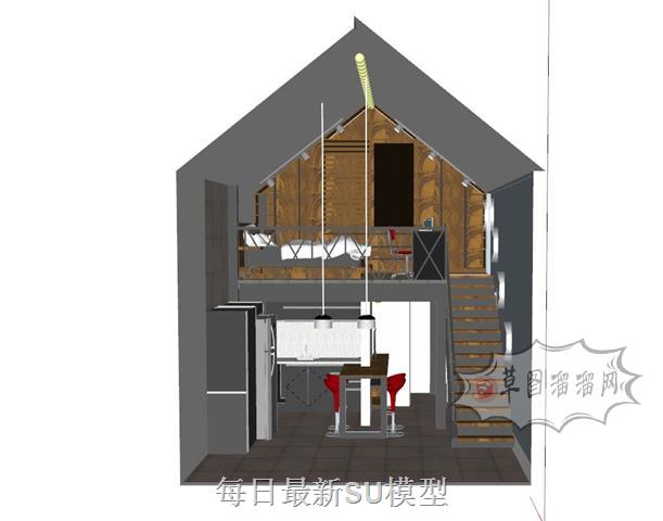 三角屋隔间公寓SU模型