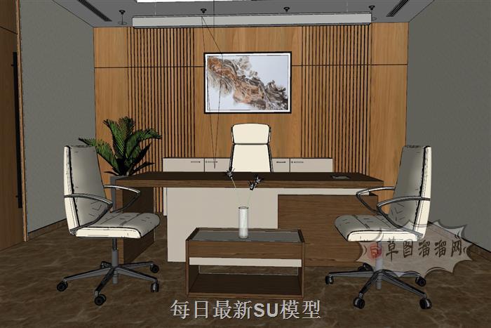 经理办公室格栅SU模型