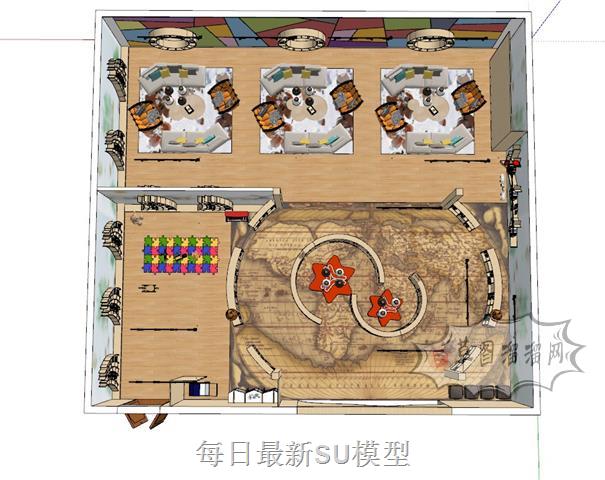 儿童书吧书店SU模型